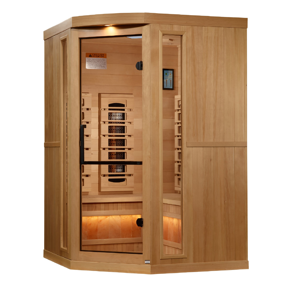 Golden Designs Reserve Edition Corner Full-Spectrum Infrared Sauna with Himalayan Salt, Canadian Hemlock