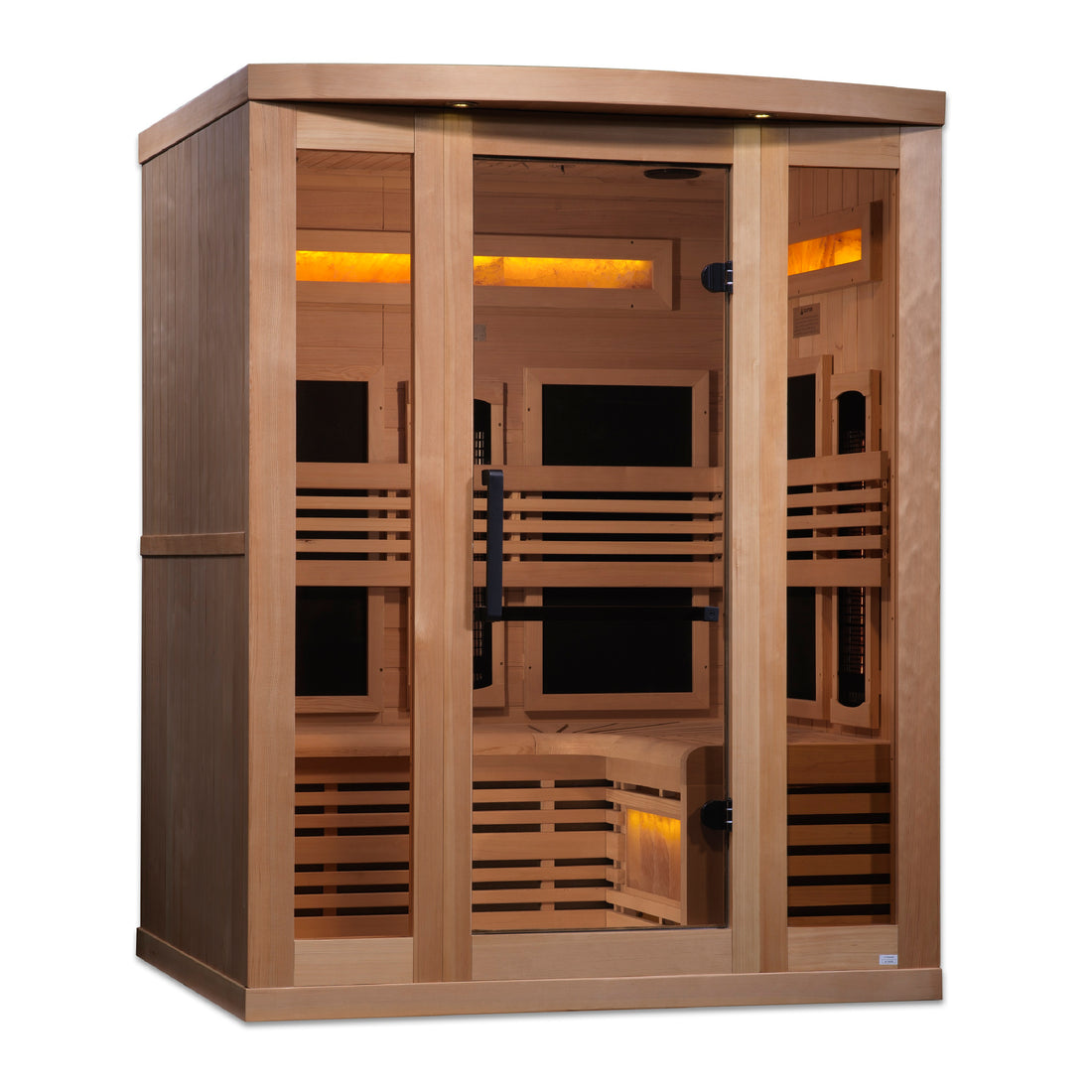 Golden Designs Reserve Edition 3-Person Full Spectrum Near Zero EMF Sauna with Himalayan Salt Bar
