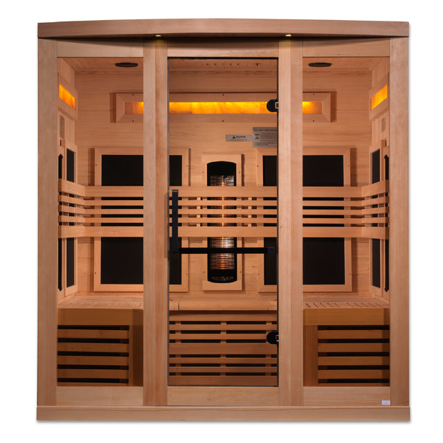 Golden Designs Reserve Edition 6-Person Full Spectrum Near Zero EMF Sauna with Himalayan Salt Bar