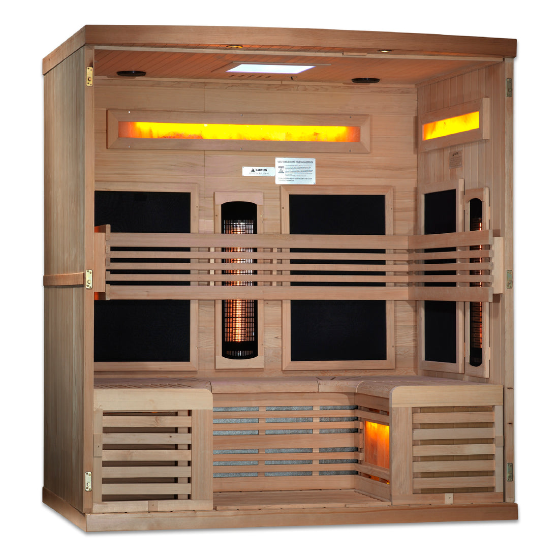 Golden Designs Reserve Edition 6-Person Full Spectrum Near Zero EMF Sauna with Himalayan Salt Bar