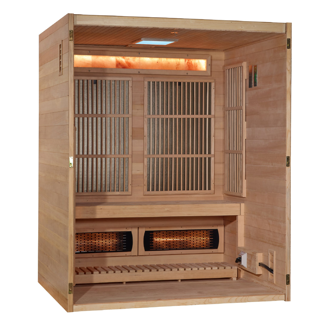 Golden Designs "Soria" 3-Person Indoor Hybrid Sauna (Full Spectrum + Traditional Stove)