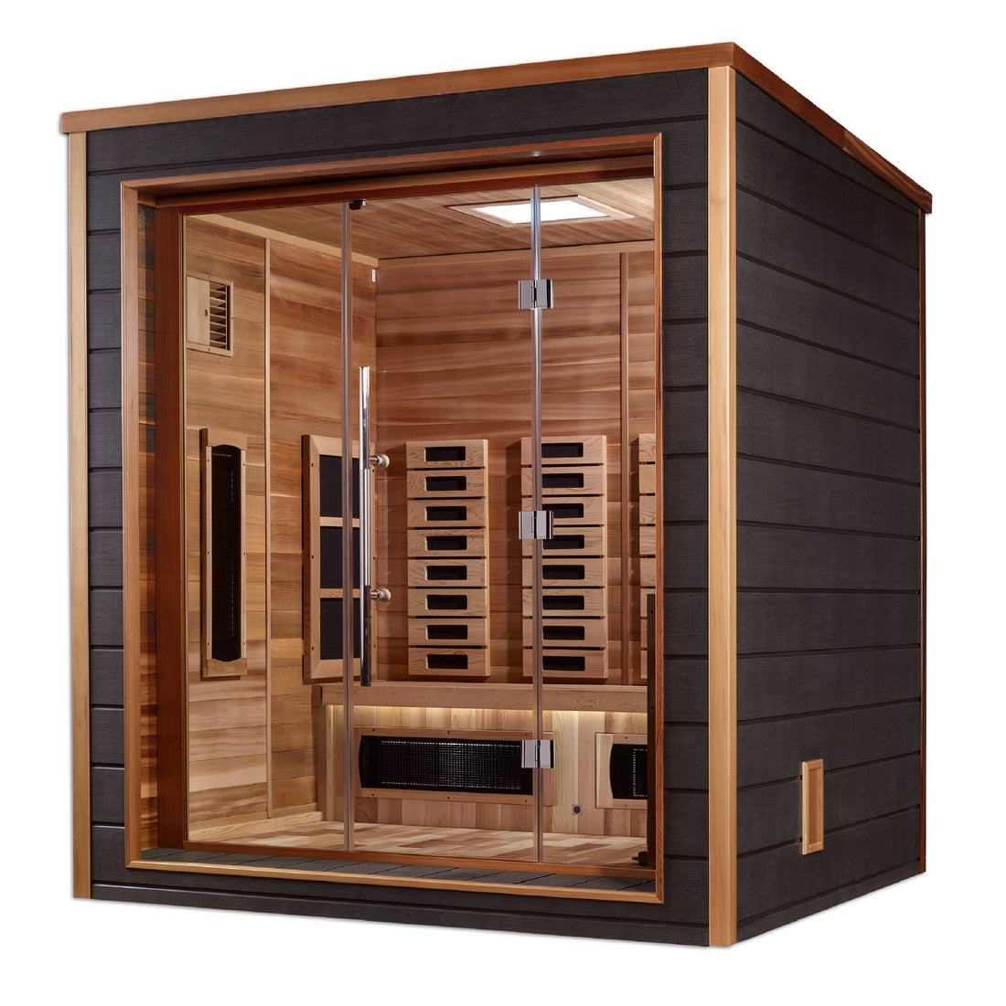 Golden Designs Visby 3-Person Outdoor-Indoor Hybrid Sauna, Canadian Red Cedar