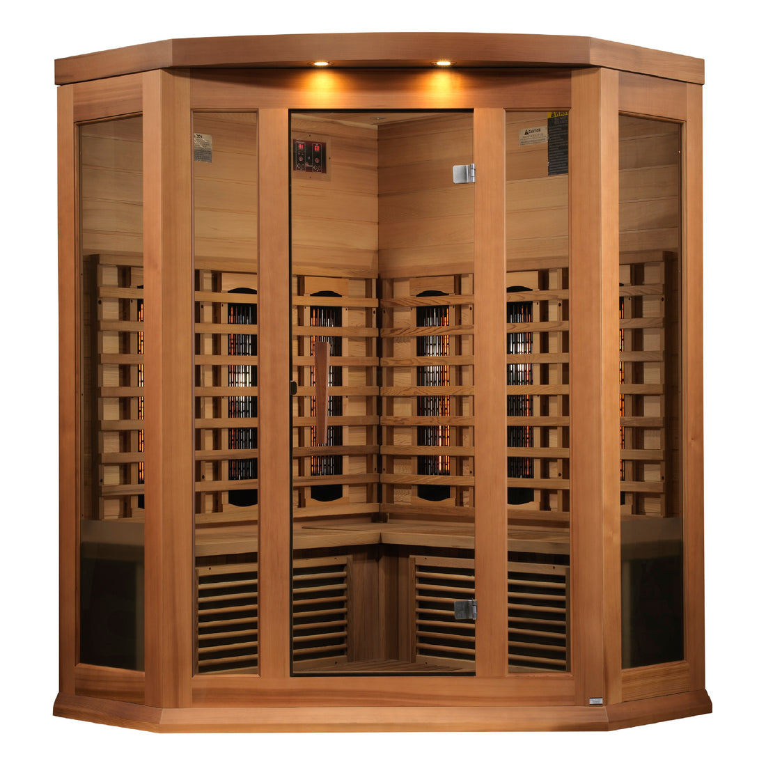 Maxxus Corner 3-Person Full-Spectrum Infrared Sauna, Canadian Red Cedar