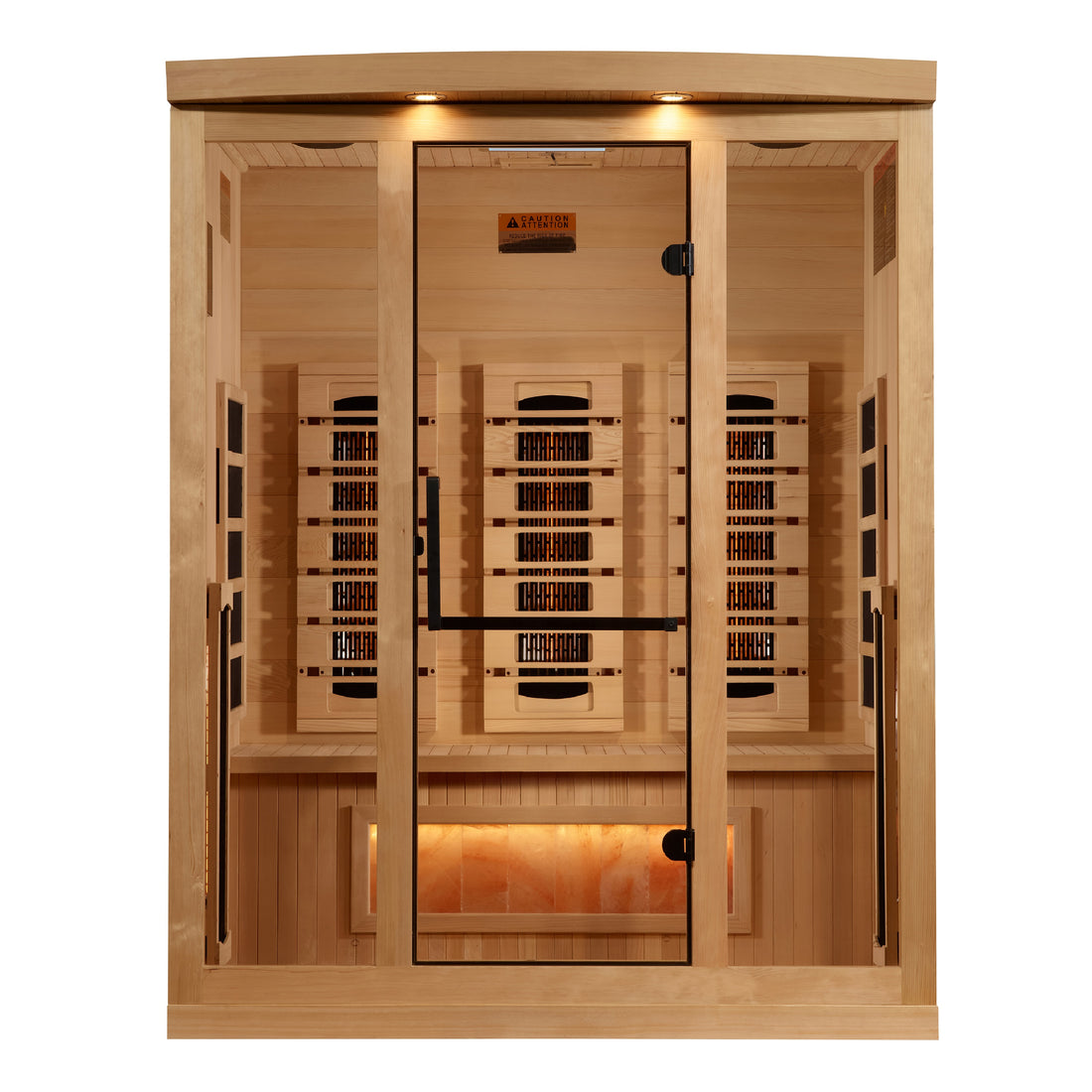 Golden Designs 3-Person Full-Spectrum Infrared Sauna with Himalayan Salt Bar, Canadian Hemlock