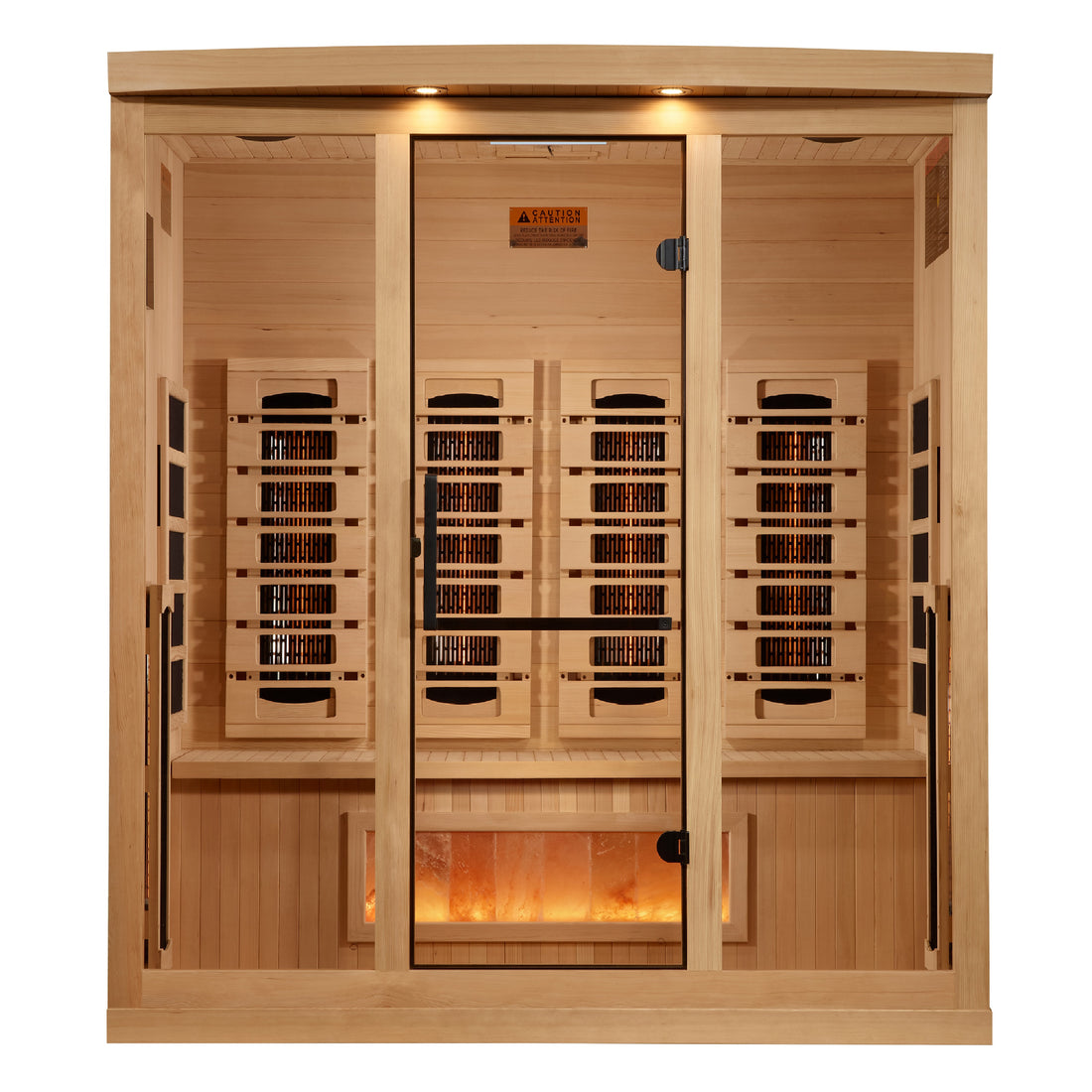 Golden Designs Reserve Edition 4-Person Full-Spectrum Infrared Sauna with Himalayan Salt Bar, Canadian Hemlock
