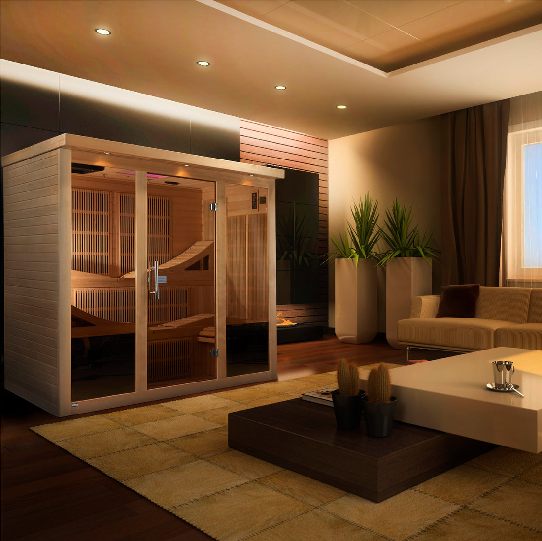 Golden Designs 6-Person Near-Zero EMF Far-Infrared Sauna, Canadian Hemlock
