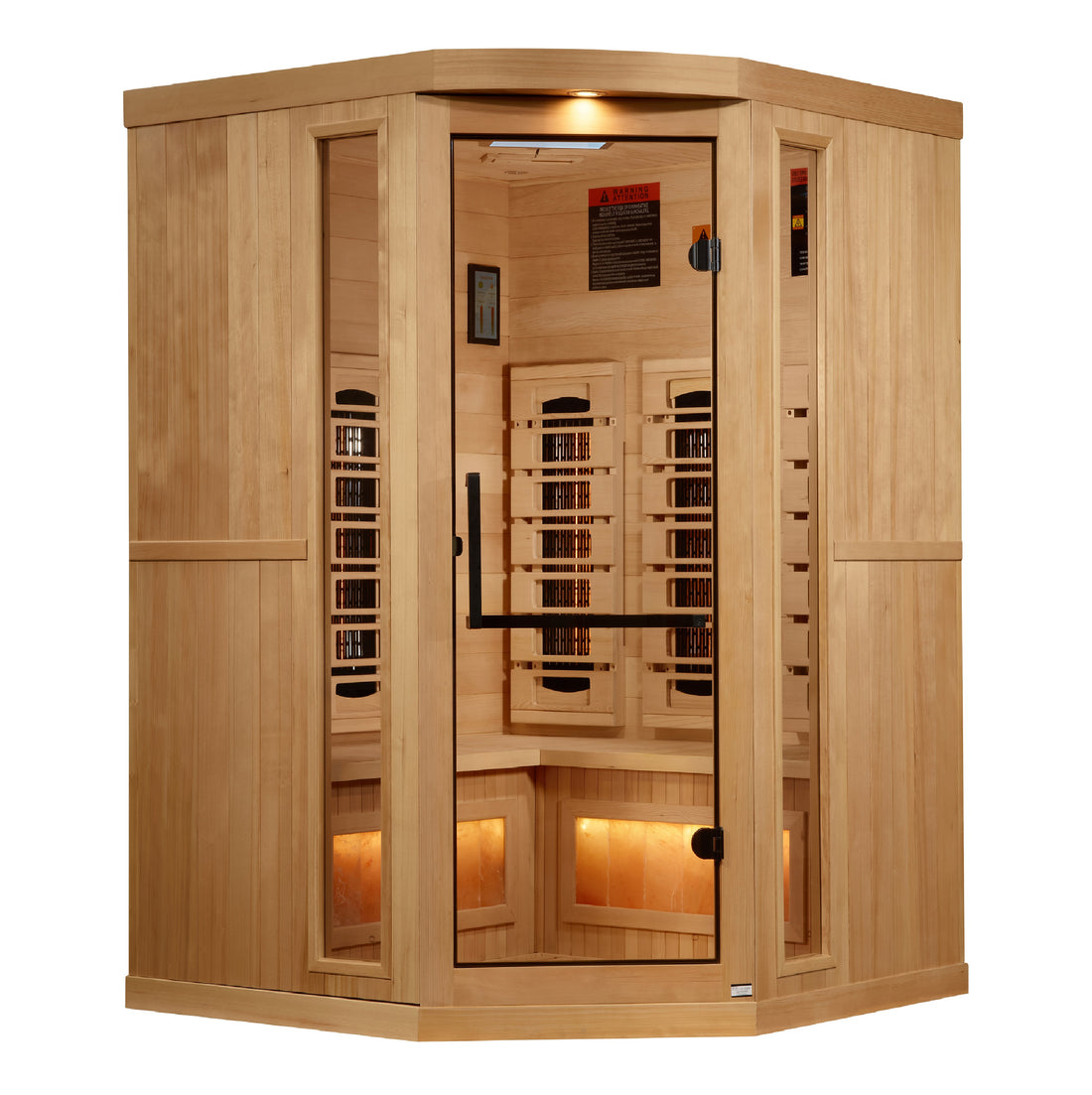 Golden Designs Reserve Edition Corner Full-Spectrum Infrared Sauna with Himalayan Salt, Canadian Hemlock