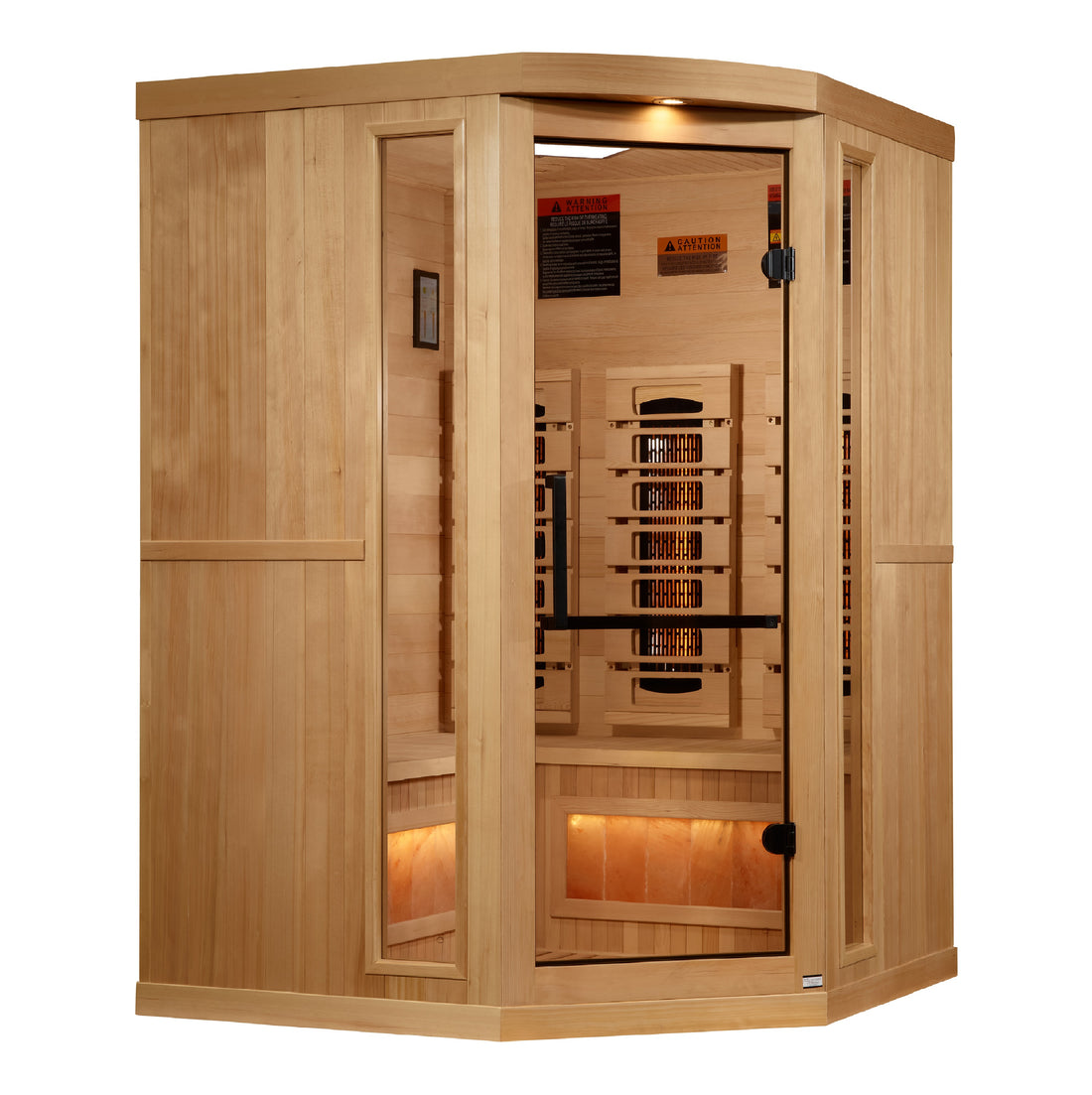Golden Designs Reserve Edition Corner Full-Spectrum Infrared Sauna with Himalayan Salt, Canadian Hemlock