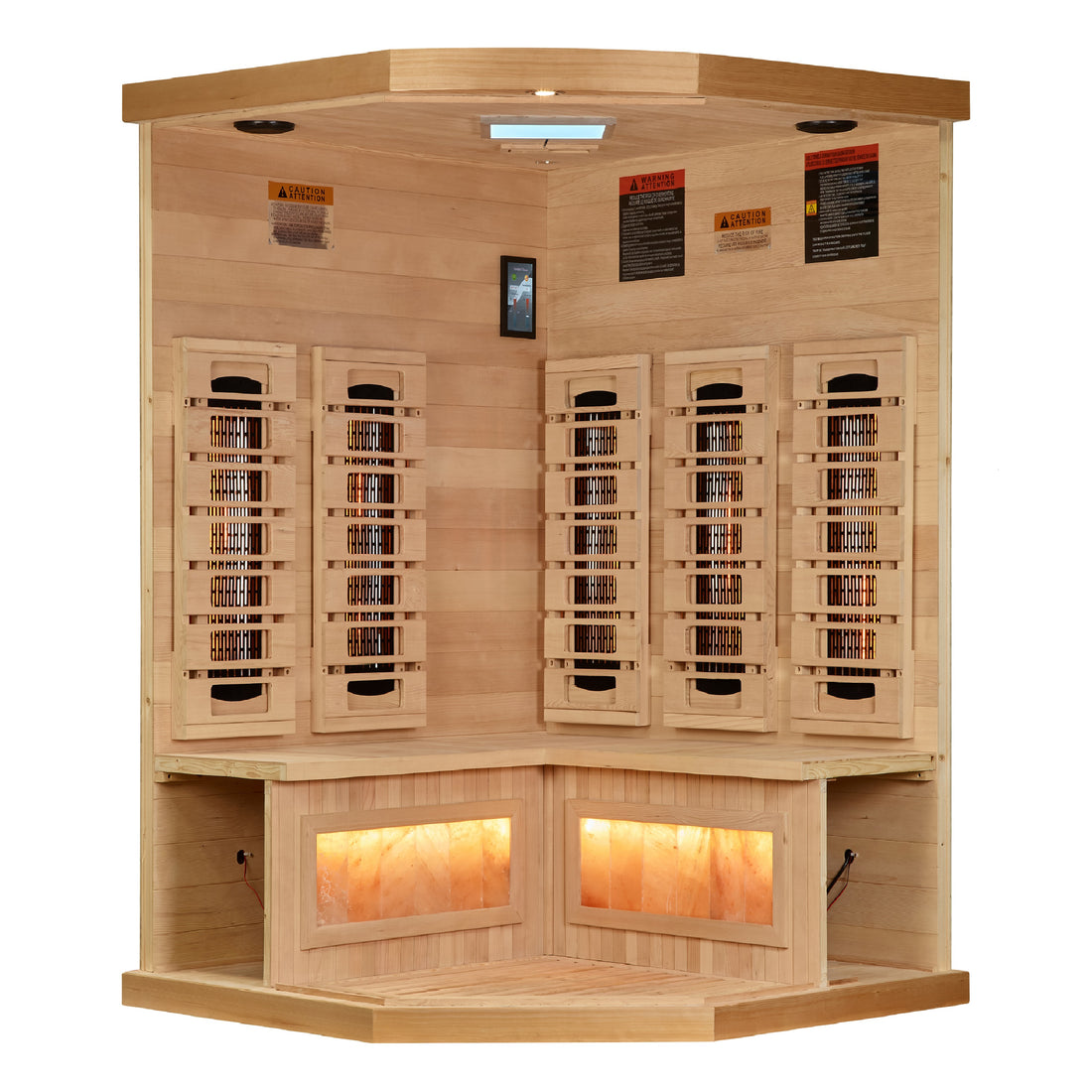 Golden Designs Reserve Edition Corner Full-Spectrum Infrared Sauna with Himalayan Salt, Canadian Hemlock