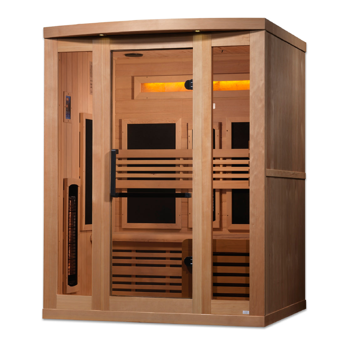 Golden Designs Reserve Edition 3-Person Full Spectrum Near Zero EMF Sauna with Himalayan Salt Bar