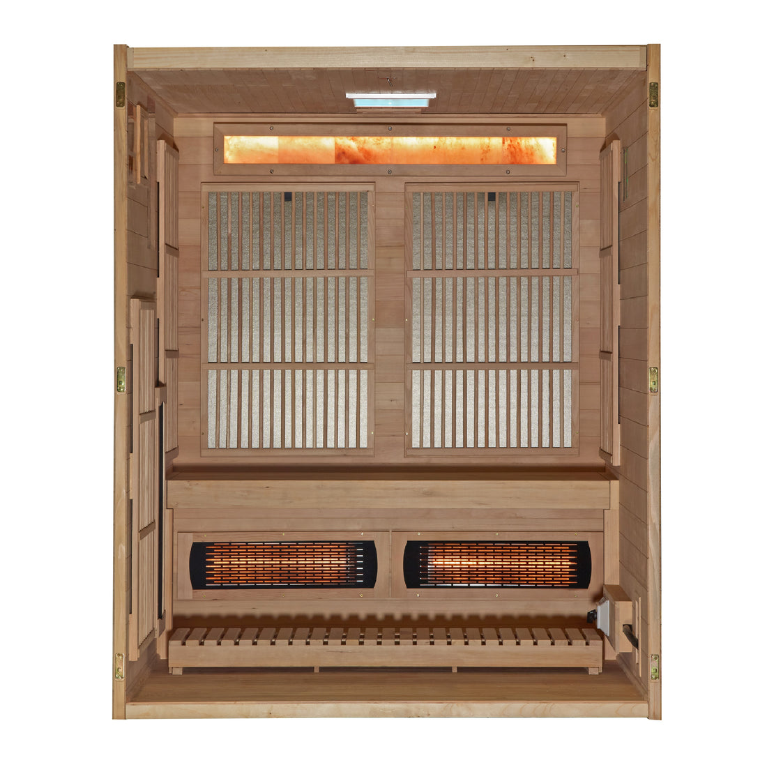 Golden Designs "Soria" 3-Person Indoor Hybrid Sauna (Full Spectrum + Traditional Stove)