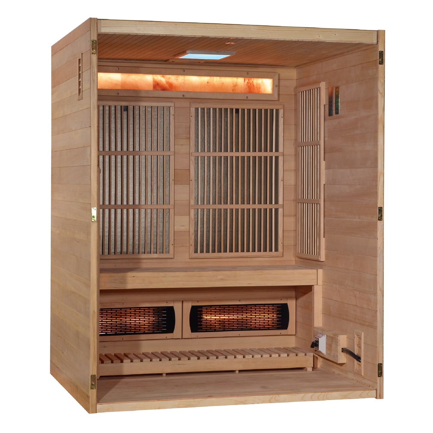 Golden Designs "Soria" 3-Person Indoor Hybrid Sauna (Full Spectrum + Traditional Stove)