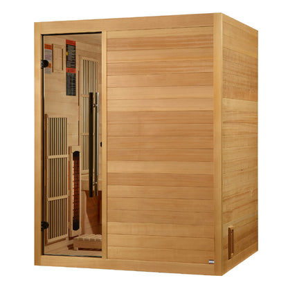 Golden Designs "Soria" 3-Person Indoor Hybrid Sauna (Full Spectrum + Traditional Stove)