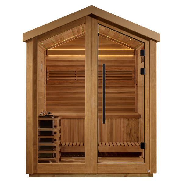 Golden Designs Savonlinna 3-Person Outdoor Traditional Steam Sauna, Canadian Red Cedar