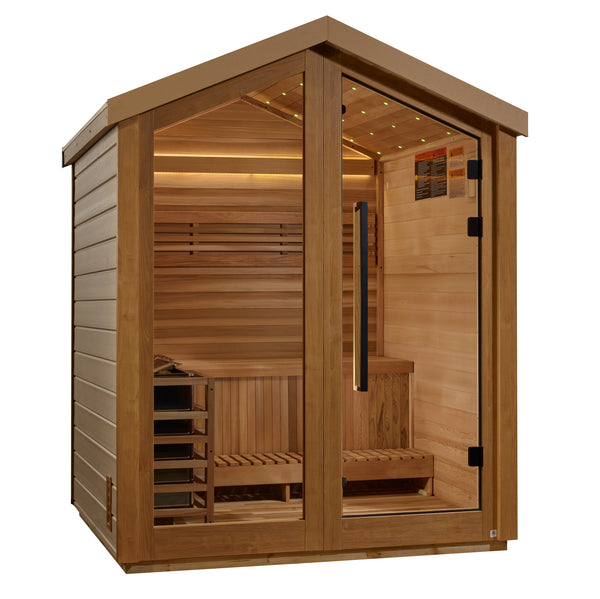 Golden Designs Savonlinna 3-Person Outdoor Traditional Steam Sauna, Canadian Red Cedar