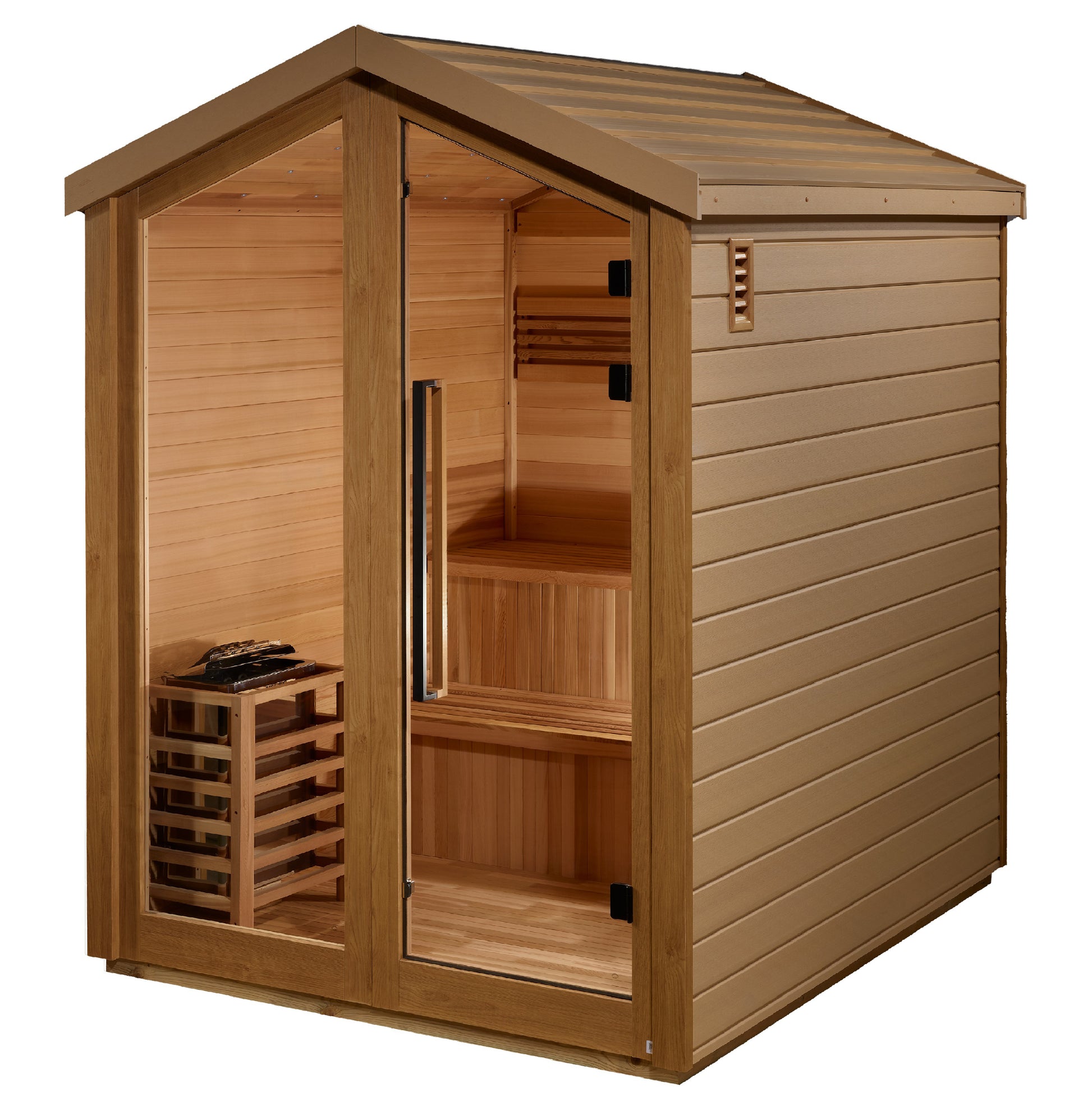 Golden Designs Savonlinna 3-Person Outdoor Traditional Steam Sauna, Canadian Red Cedar