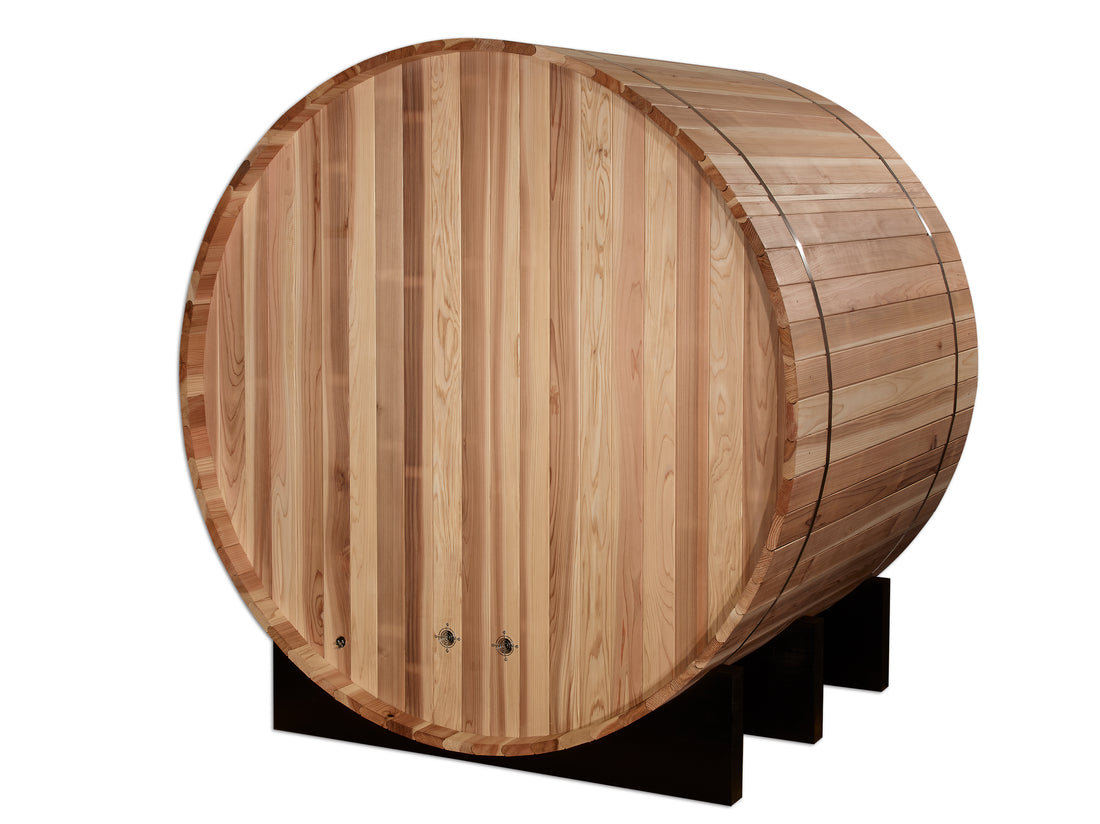 Golden Designs St. Moritz 4-Person Outdoor Barrel Sauna, Canadian Red Cedar