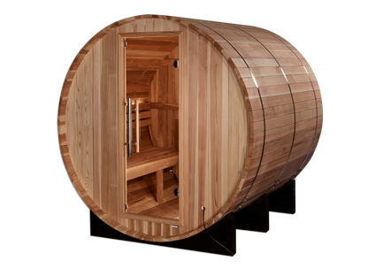 Golden Designs Arosa 5-Person Outdoor Barrel Sauna, Canadian Red Cedar