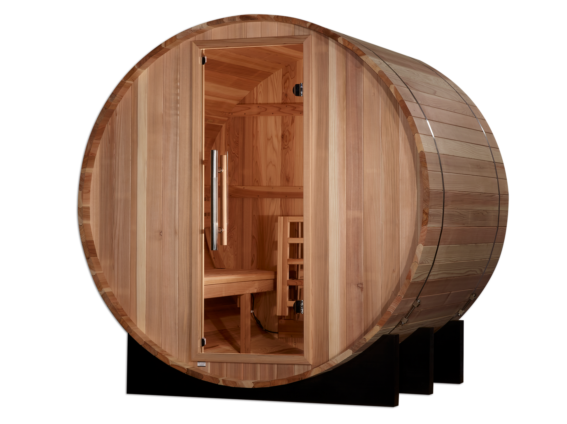 Golden Designs St. Moritz 4-Person Outdoor Barrel Sauna, Canadian Red Cedar