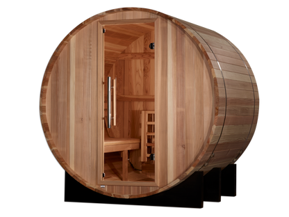 Golden Designs St. Moritz 4-Person Outdoor Barrel Sauna, Canadian Red Cedar
