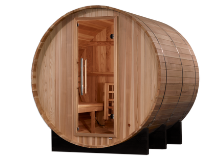Golden Designs Arosa 5-Person Outdoor Barrel Sauna, Canadian Red Cedar