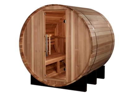 Golden Designs St. Moritz 4-Person Outdoor Barrel Sauna, Canadian Red Cedar