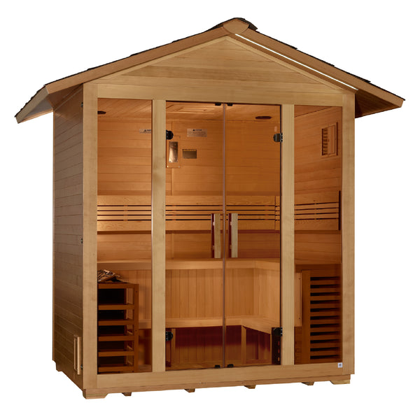 Golden Designs Vorarlberg 5-Person Outdoor Traditional Steam Sauna, Canadian Hemlock