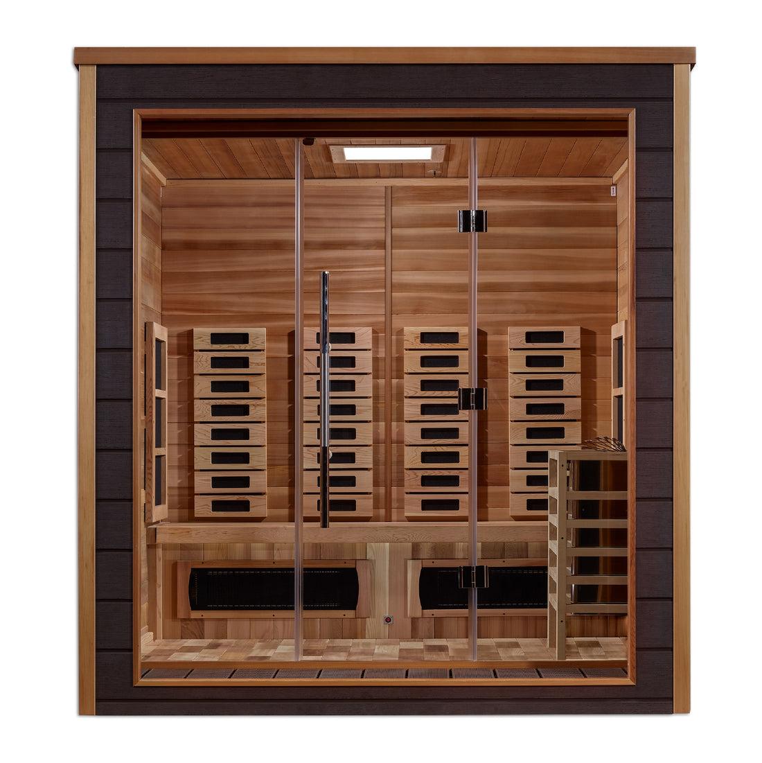 Golden Designs Visby 3-Person Outdoor-Indoor Hybrid Sauna, Canadian Red Cedar
