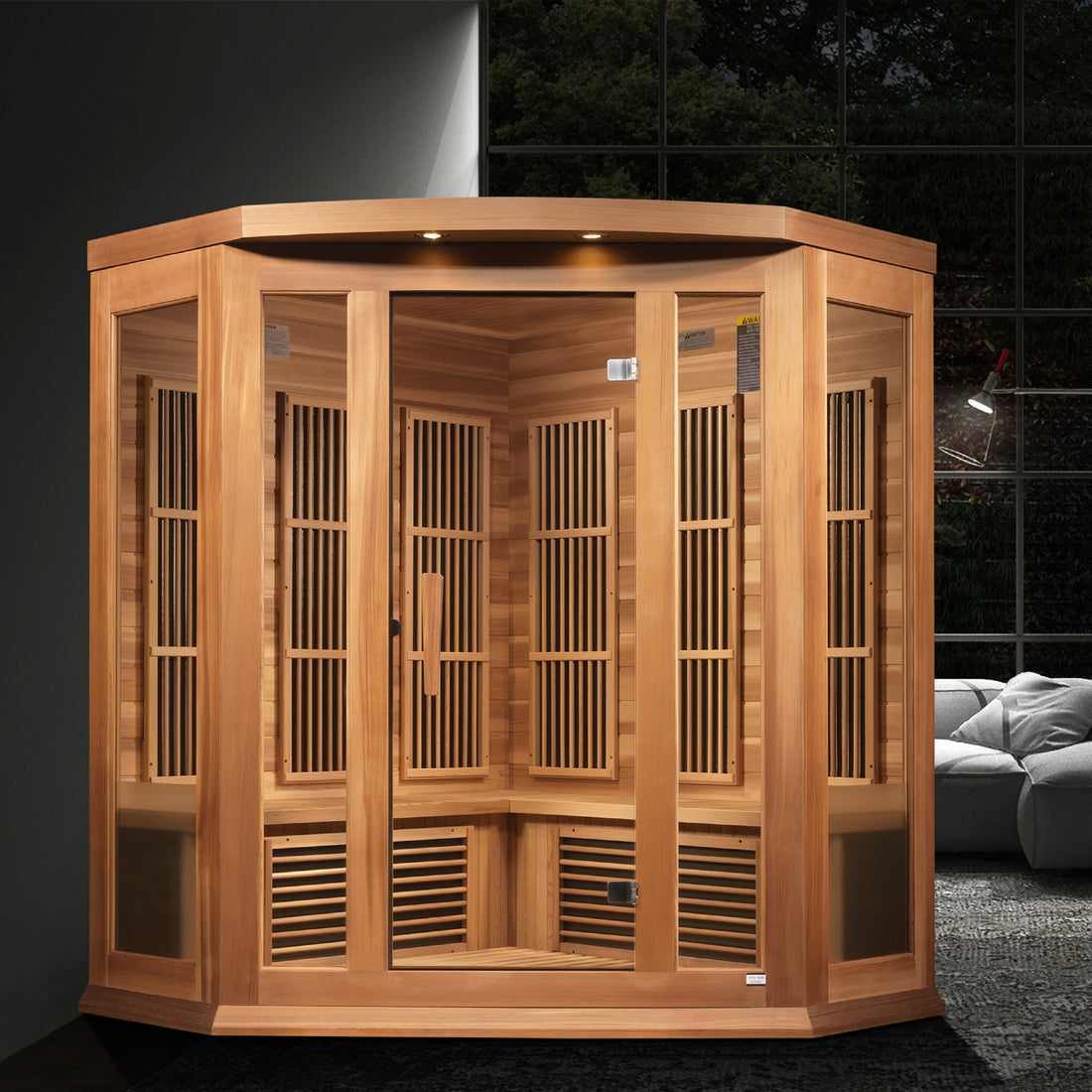 Maxxus K356 3-Person Corner Sauna - Cedar Near-Zero EMF