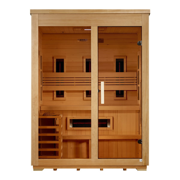 Golden Designs Carinthia 3-Person Outdoor Hybrid Sauna – Infrared + Traditional Steam