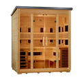 Golden Designs "Gargellen" 5-Person Hybrid Flat Roof Outdoor Sauna (Full Spectrum + Traditional Stove)