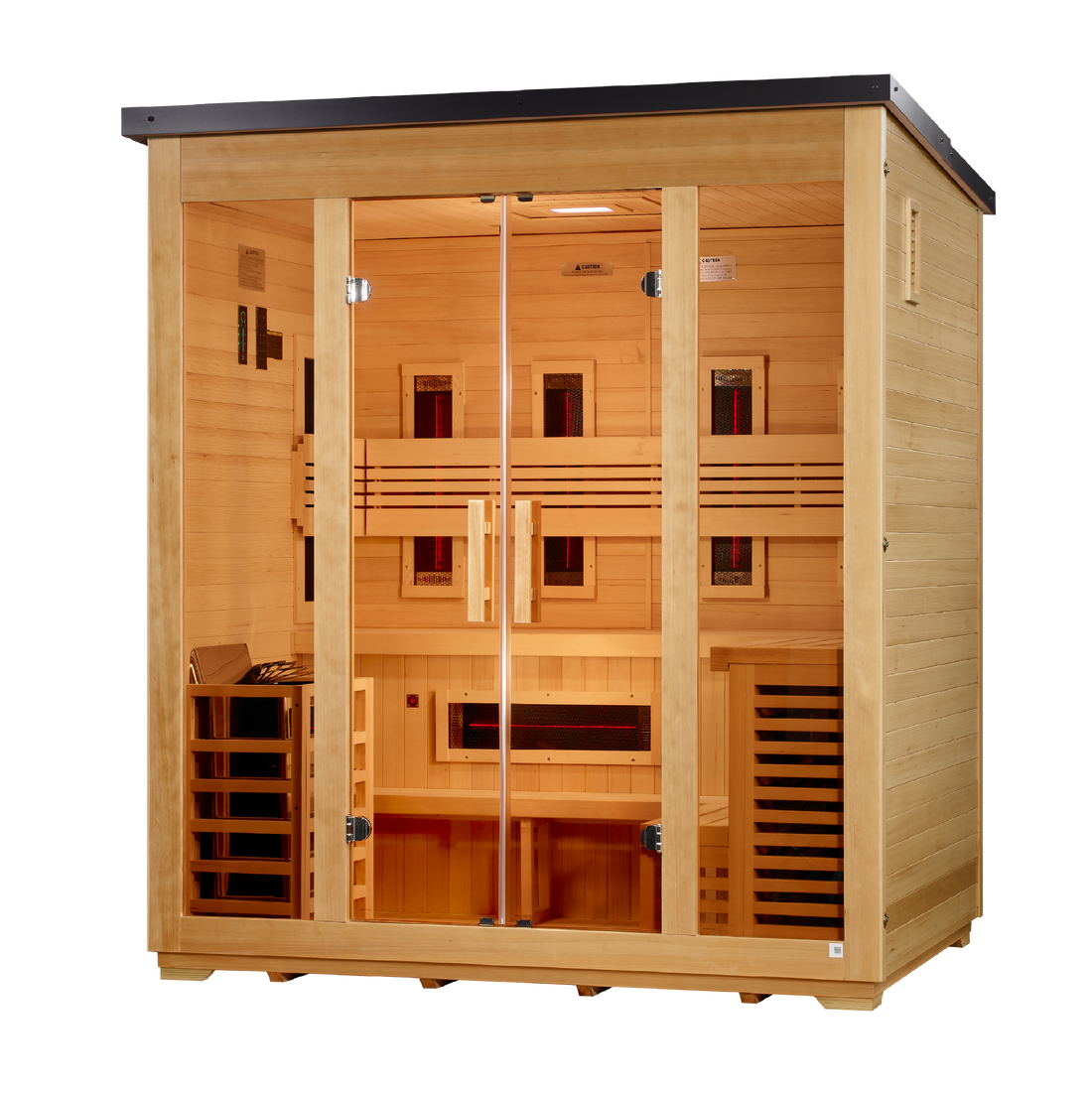 Golden Designs "Gargellen" 5-Person Hybrid Outdoor Sauna (Full Spectrum + Traditional Stove)