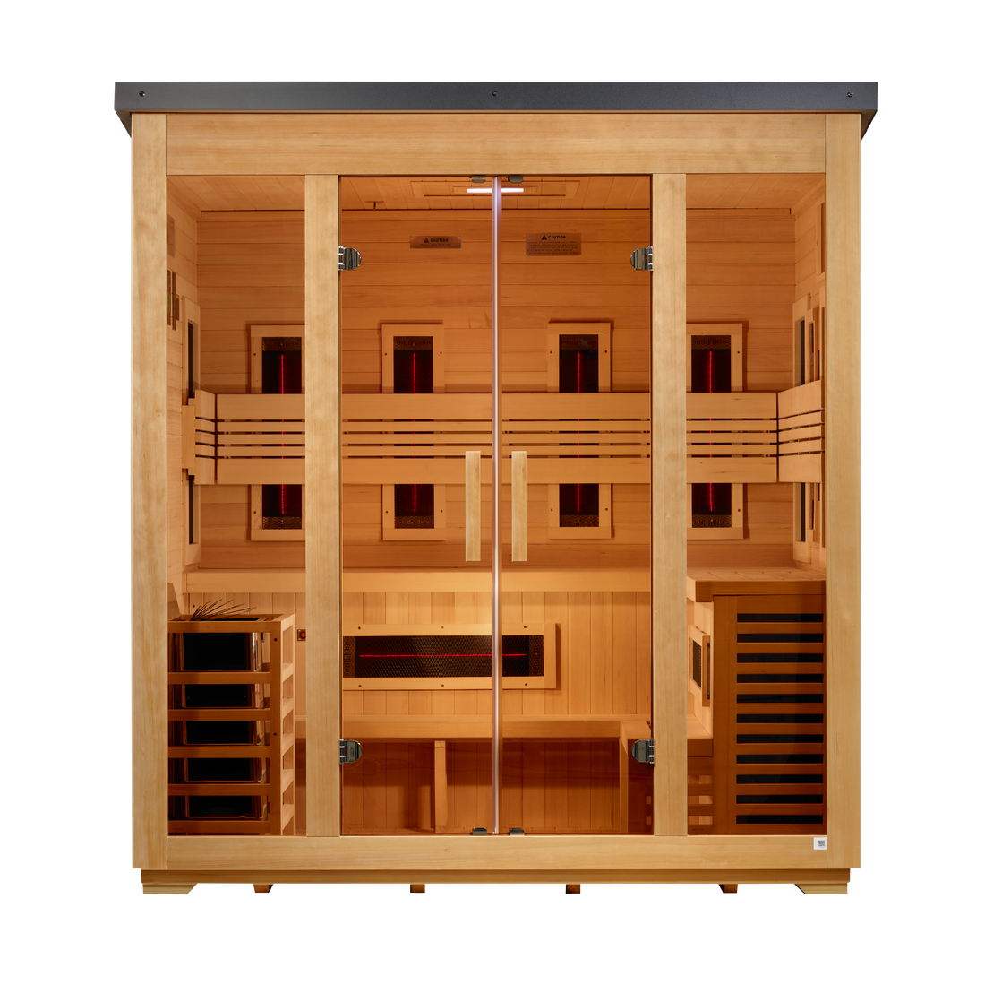 Golden Designs "Gargellen" 5-Person Hybrid Outdoor Sauna (Full Spectrum + Traditional Stove)