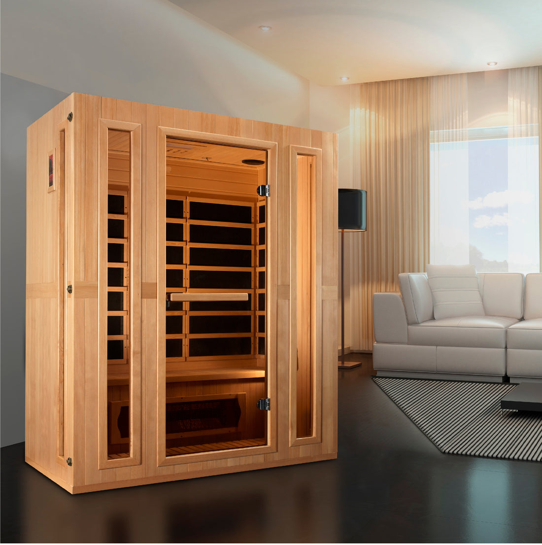 Maxxus Serenity 3-Person Dual Tech Low-EMF Far-Infrared Sauna, Canadian Hemlock